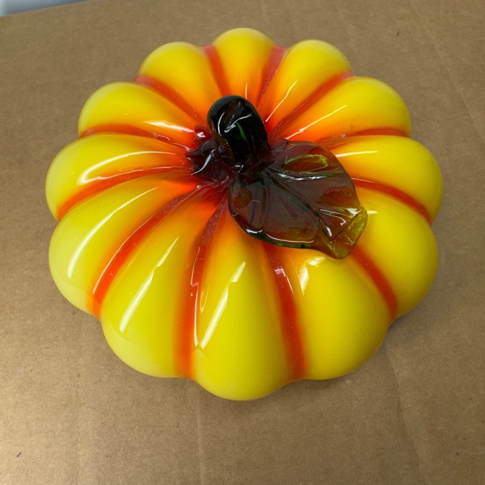 Vibrant Art Glass Pumpkin Decor Fall Halloween